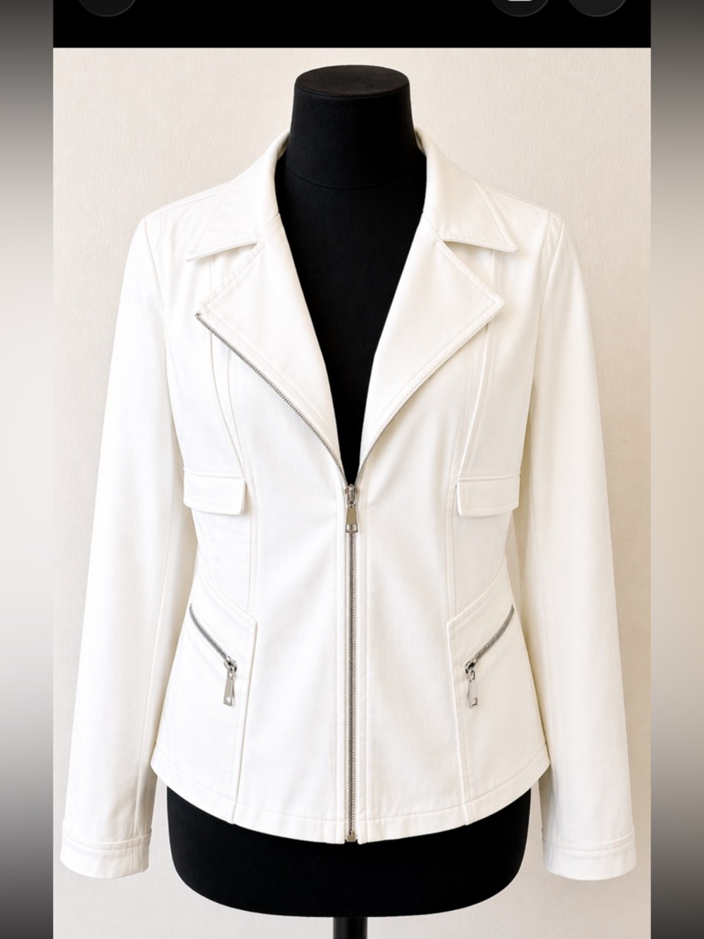 Lane Bryant White Stretch Cotton Moto Jacket Plus Size 24